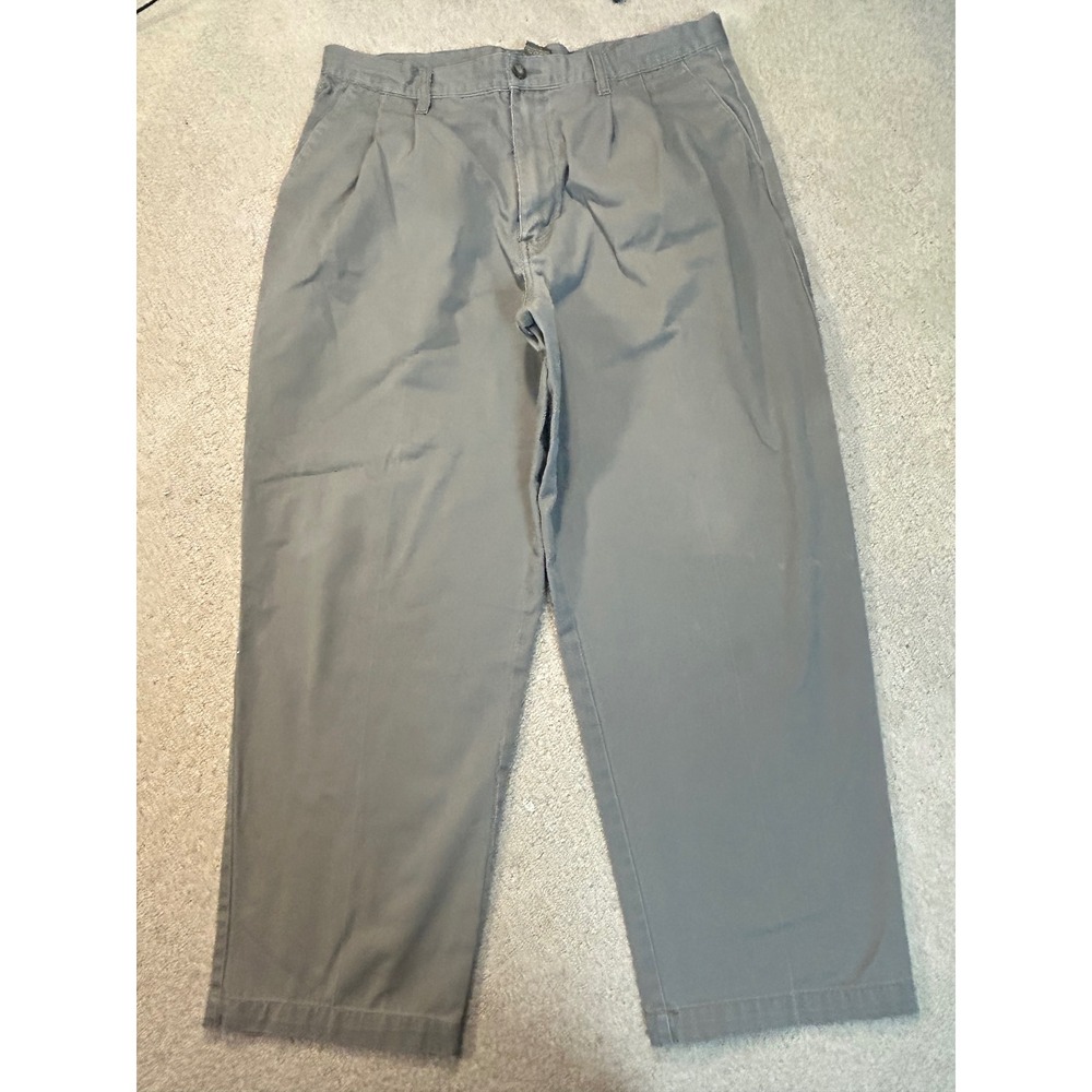 B.E. Khakis Mens Gray Pleated Relaxed Fit Casual Pants Size 38x30‎